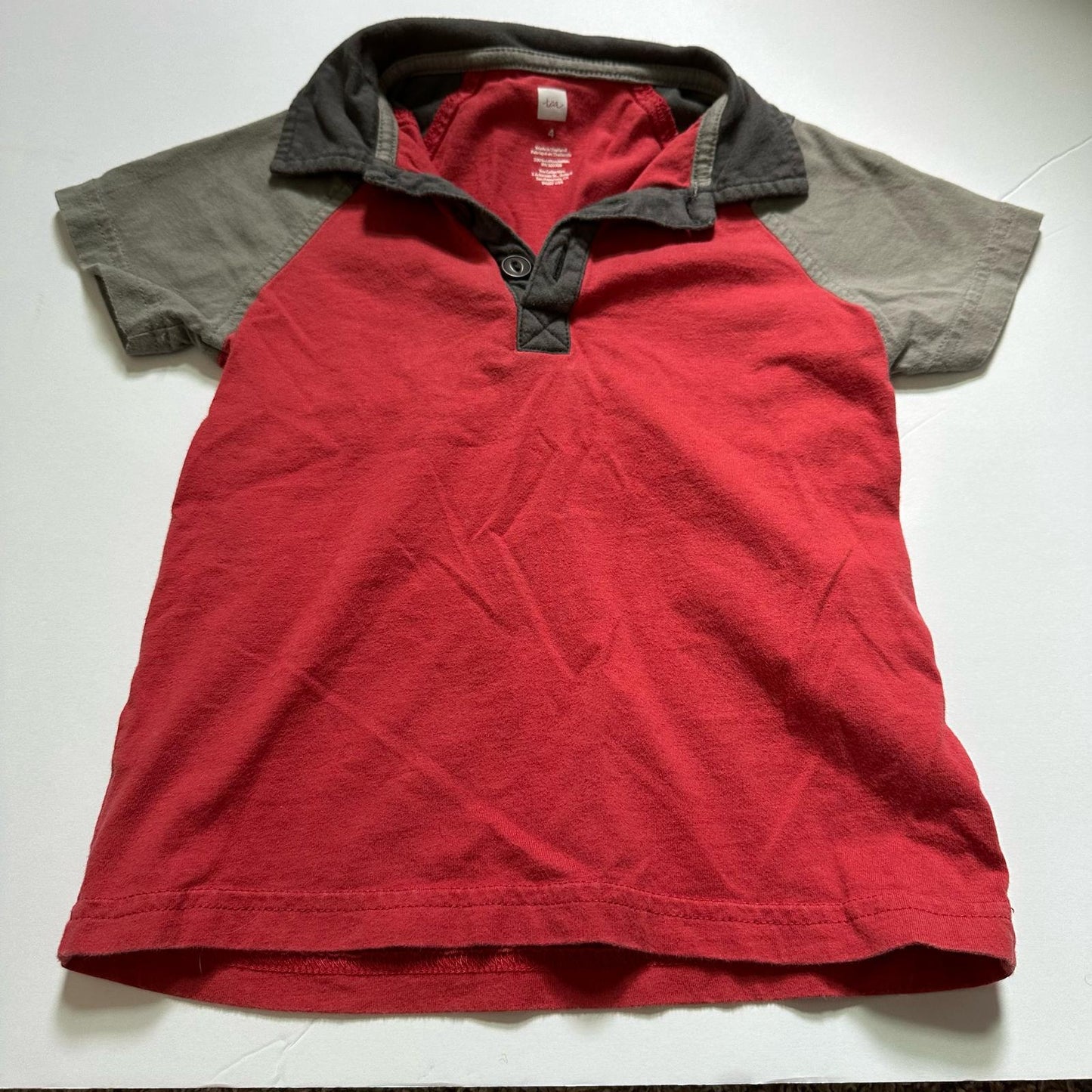 #162 Tea Red and Gray Shirt Boys 3T