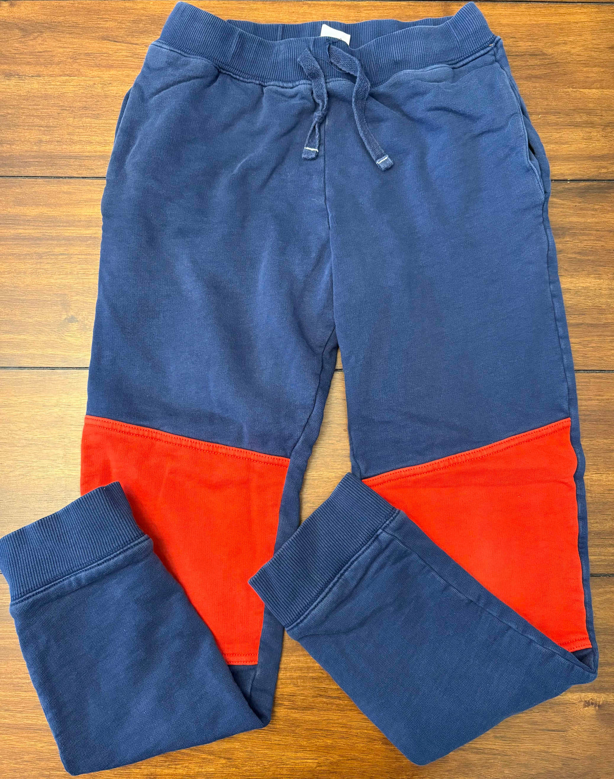 #197 Hanna Andersson Boys Size 12 Blue Lined Sweatpants with Red Knees