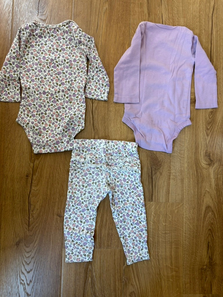#6 - Carters Girls Purple Floral Outfit with 2 tops - 18 months