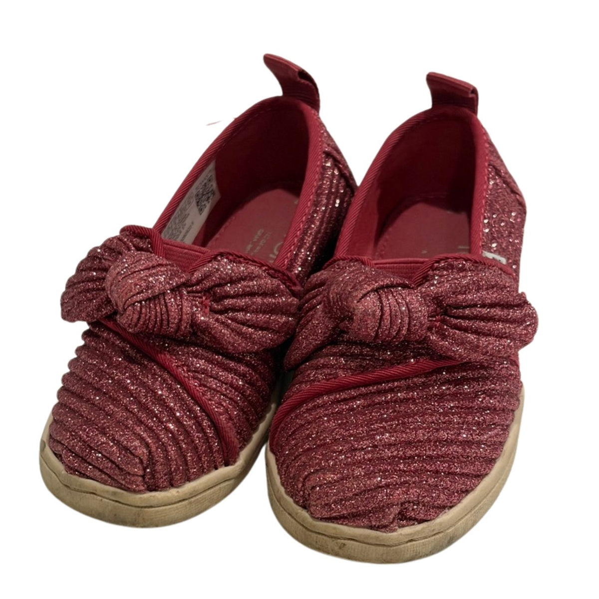 #88 Pink Sparkle Toms Girls Shoes Size 7