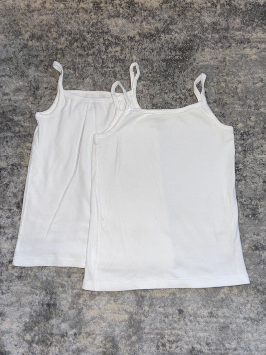 Hanna Andersson - 2-Pack  White Girls Camisole Tops 120/130 M- PPU Montgomery