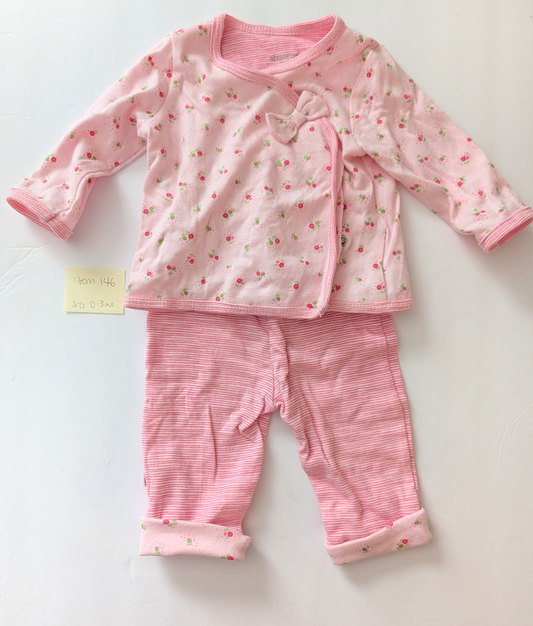 Seller 97, Absorba Pink Kimono Style Top w/Matching Pant Set, baby girl, 0-3mo (item 146)