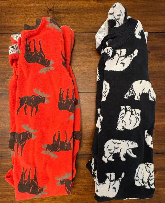 #197 Carter's Boys Size 4T Orange & Black Animal Printed Fleece Footed Zipper Sleeper Bundle