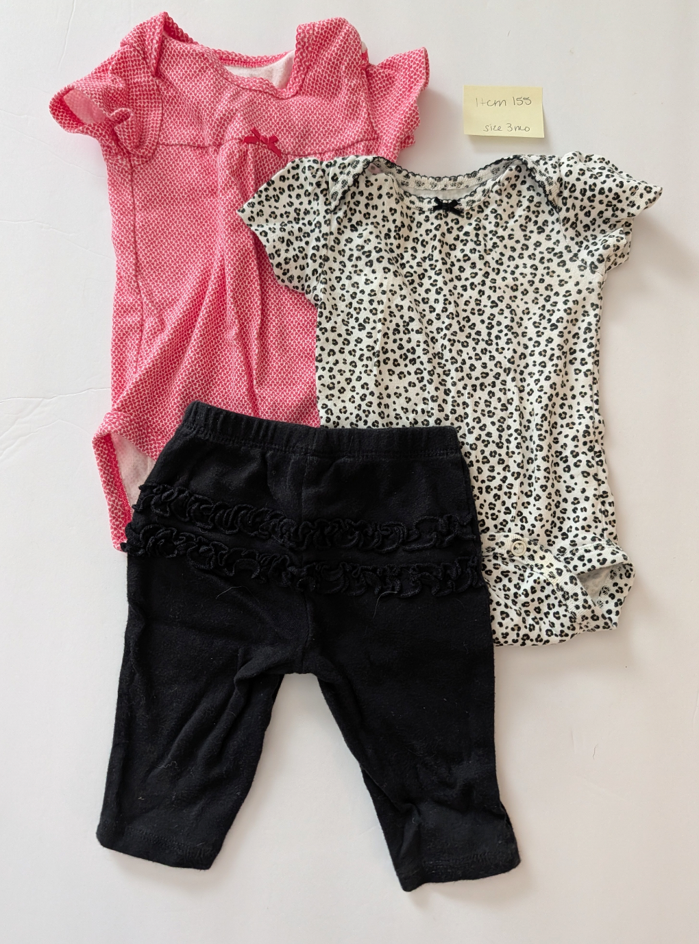 Seller 97, Carter's Onesie & Ruffle Legging Bundle, baby girl, size 3mo (item 155)