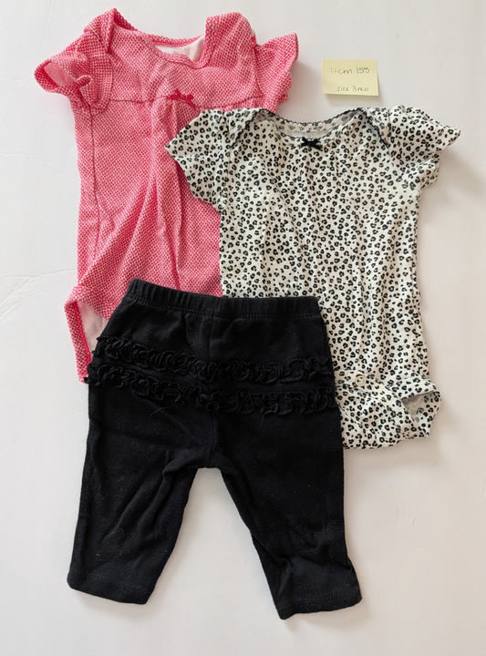 Seller 97, Carter's Onesie & Ruffle Legging Bundle, baby girl, size 3mo (item 155)