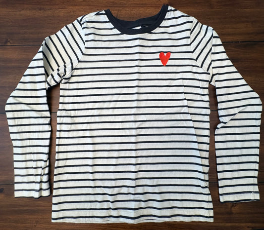 #197 Hanna Andersson Girls Size 10 Black & Cream Striped Long Sleeve Top