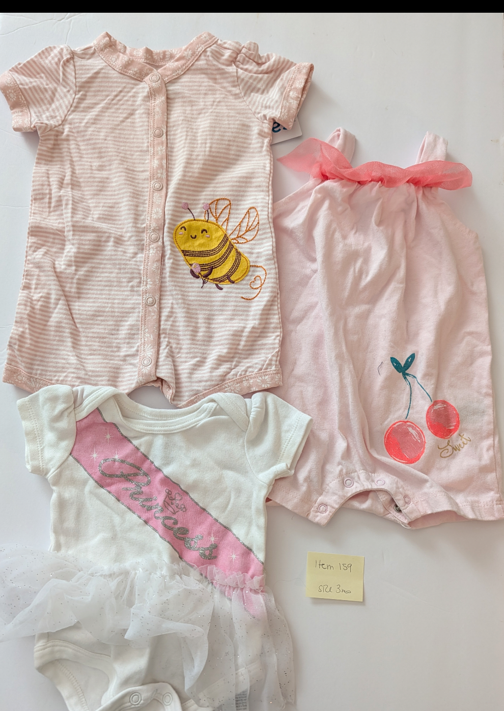 *Reduced* Seller 97, Chickpea & Carters Romper Bundle, baby girl, size 3mo NWT (item 159)