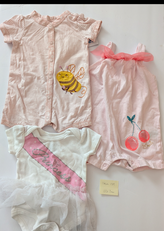 Seller 97, Chickpea & Carters Romper Bundle, baby girl, size 3mo NWT (item 159)