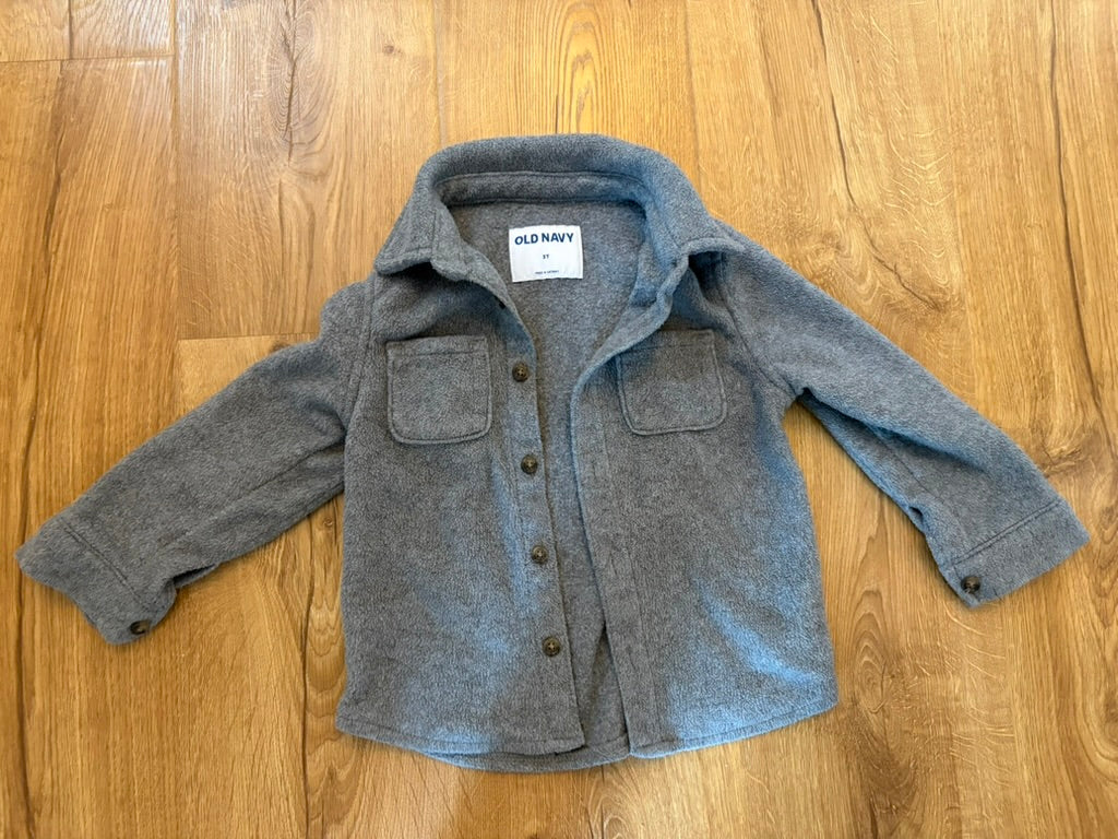 #6 - Old Navy Boys Grey Fleece Shirt/Jacket - 3T