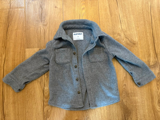 #6 - Old Navy Boys Grey Fleece Shirt/Jacket - 3T