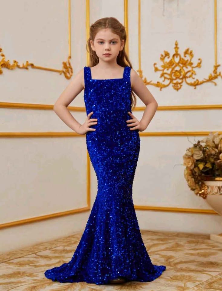 Seller 185:  Size 11 girl's Shein dress Blue Father/Daughter Dance Dress (or any occasion)