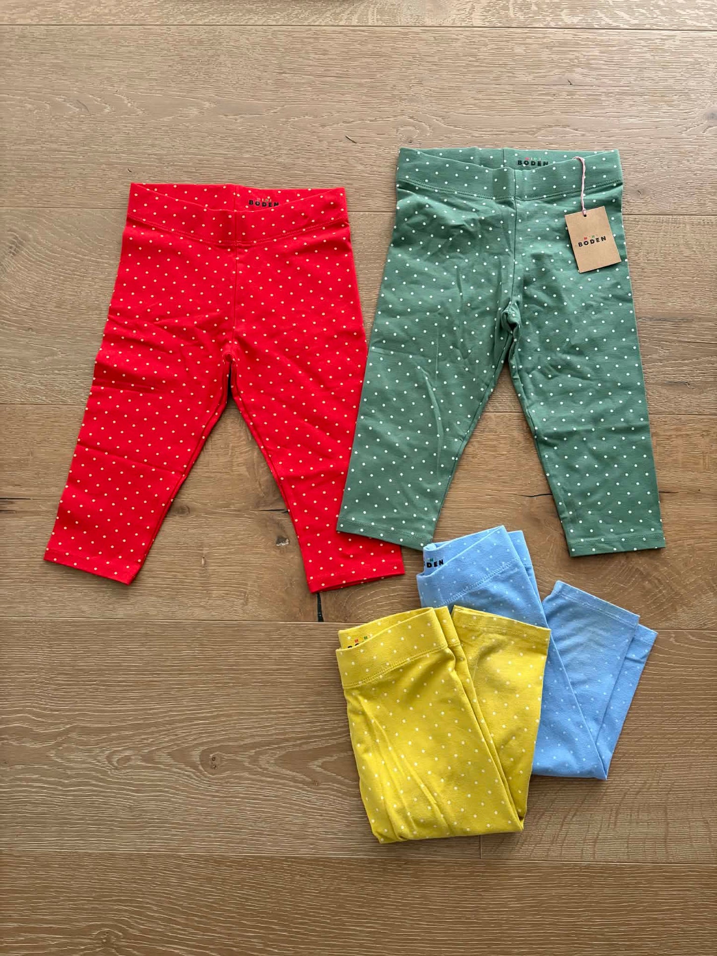 #196 Mini Boden Girls Size 6/7 NWT Capri Leggings with White Polka Dots Bundle