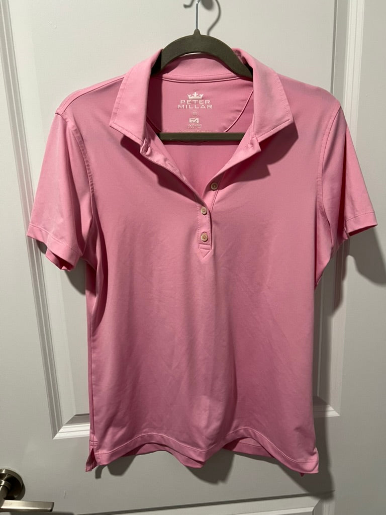 Seller #76 - Peter Millar Womens Element E4 Wicking Polo - Size Medium - Pink - Golf/Tennis