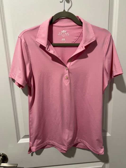 Seller #76 - Peter Millar Womens Element E4 Wicking Polo - Size Medium - Pink - Golf/Tennis