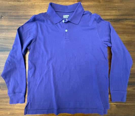 #197 Land's End Boys Size 10-12 (L) Purple Long Sleeve Polo Shirt