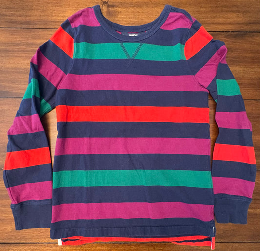 #197 Lands End Boys Size 10-12 (L) Blue Green & Red Striped Long Sleeve Top