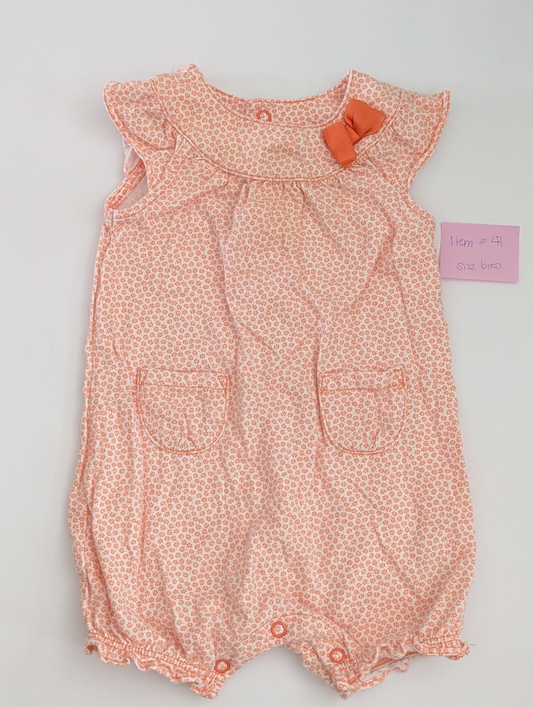 Seller 97, Carter's Orange & White Romper w/bow, baby girl, size 6mo (item 41)