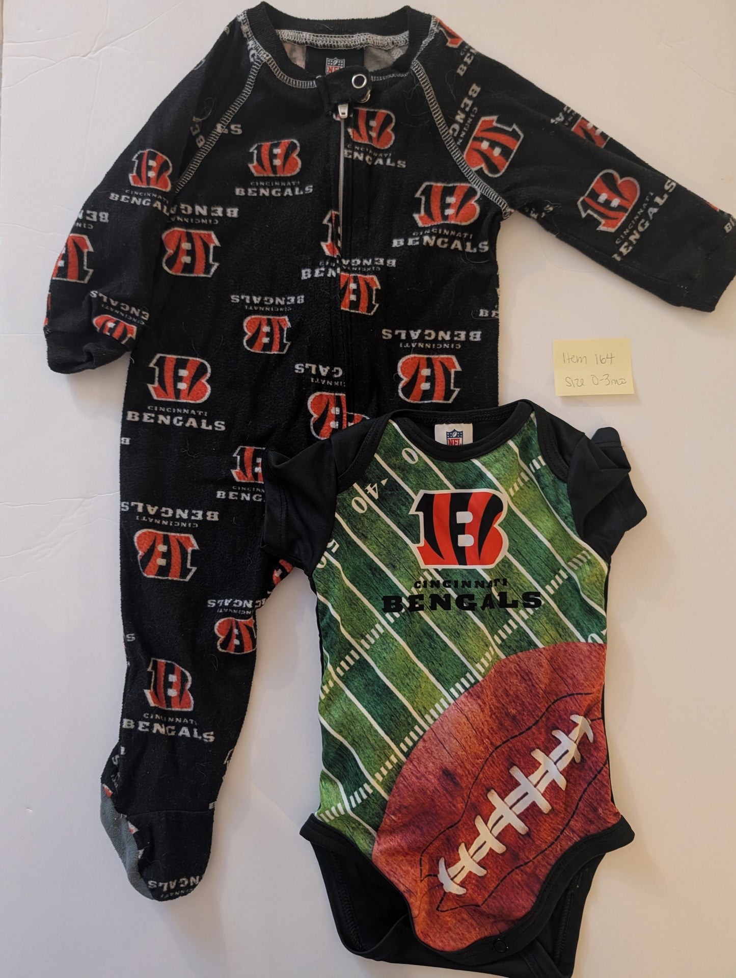 *Reduced* Seller 97, NFL Gear Bengals Footed PJs & Onesie, baby, size 3mo (item 164)