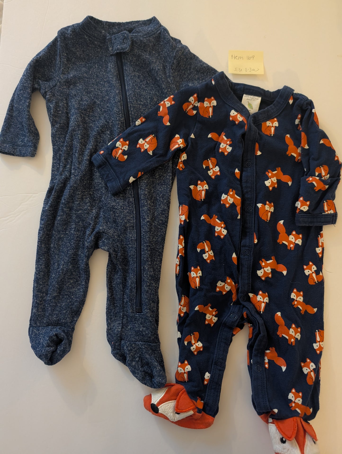 Seller 97, Old Navy Soft Blue Zip Pjs & Fox PJ Set, baby, size 3mo (item 169)