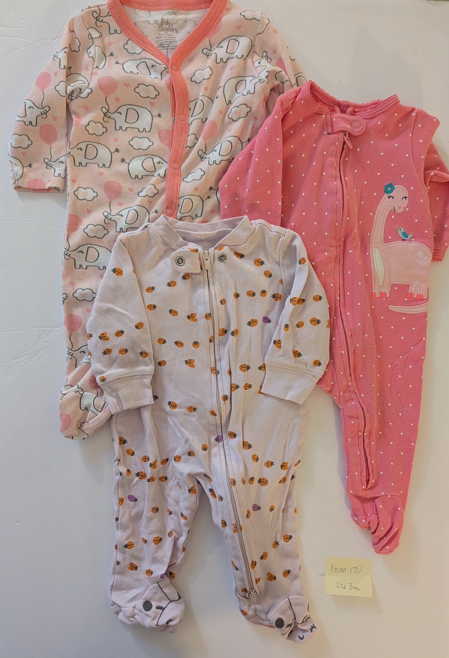 Seller 97 Carter's Pink Sleeper Bundle, baby girl size 3mo (item 170)