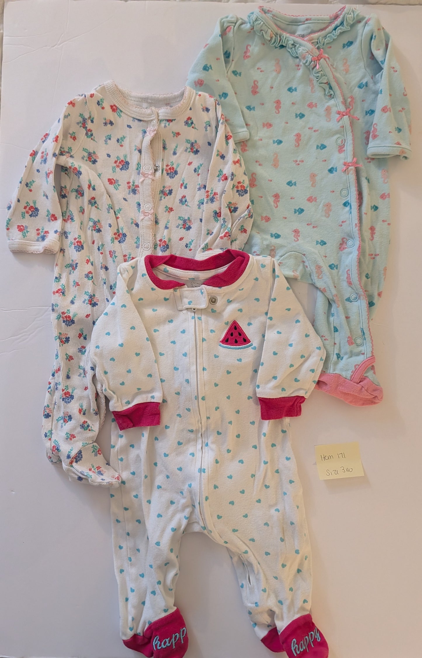 Seller 97, Carter's Footed Onesies/PJs, baby, size 3mo (item 171)
