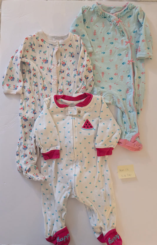 Seller 97, Carter's Footed Onesies/PJs, baby, size 3mo (item 171)