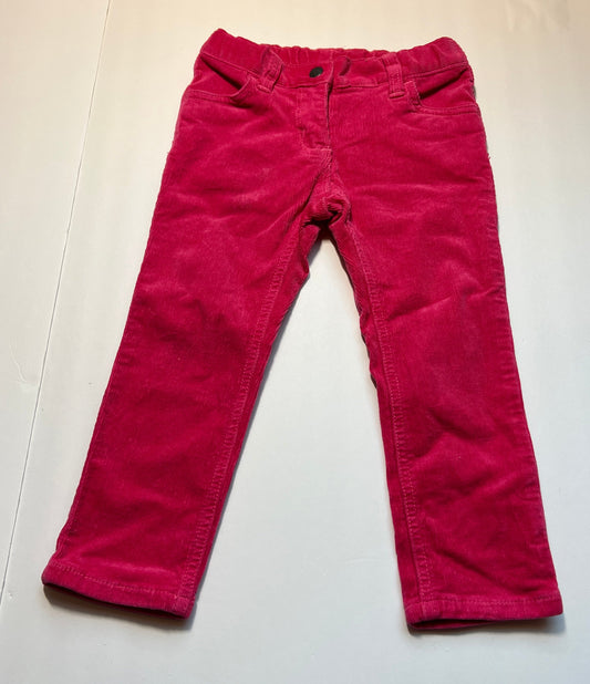 #180 Girls 90 (3T) Hanna Andersson Hot Pink Corduroy Pants with Adjustable Waist