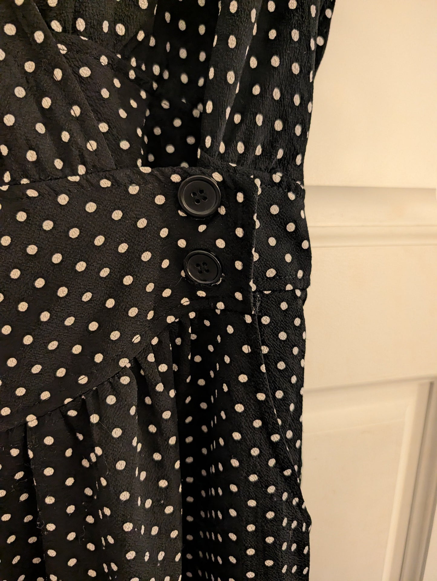 Seller 97, Max Studio Black Polka Dot Wide Leg Pant Romper, Women's size XL (item 179)