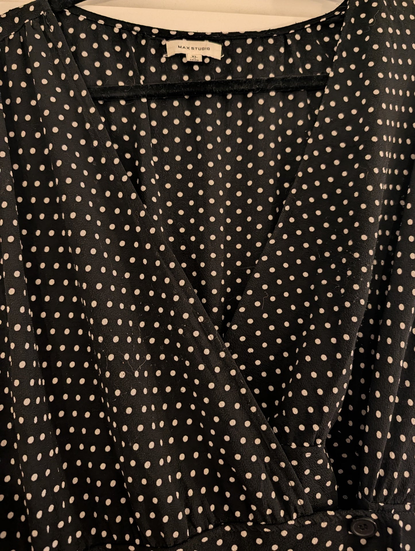 Seller 97, Max Studio Black Polka Dot Wide Leg Pant Romper, Women's size XL (item 179)