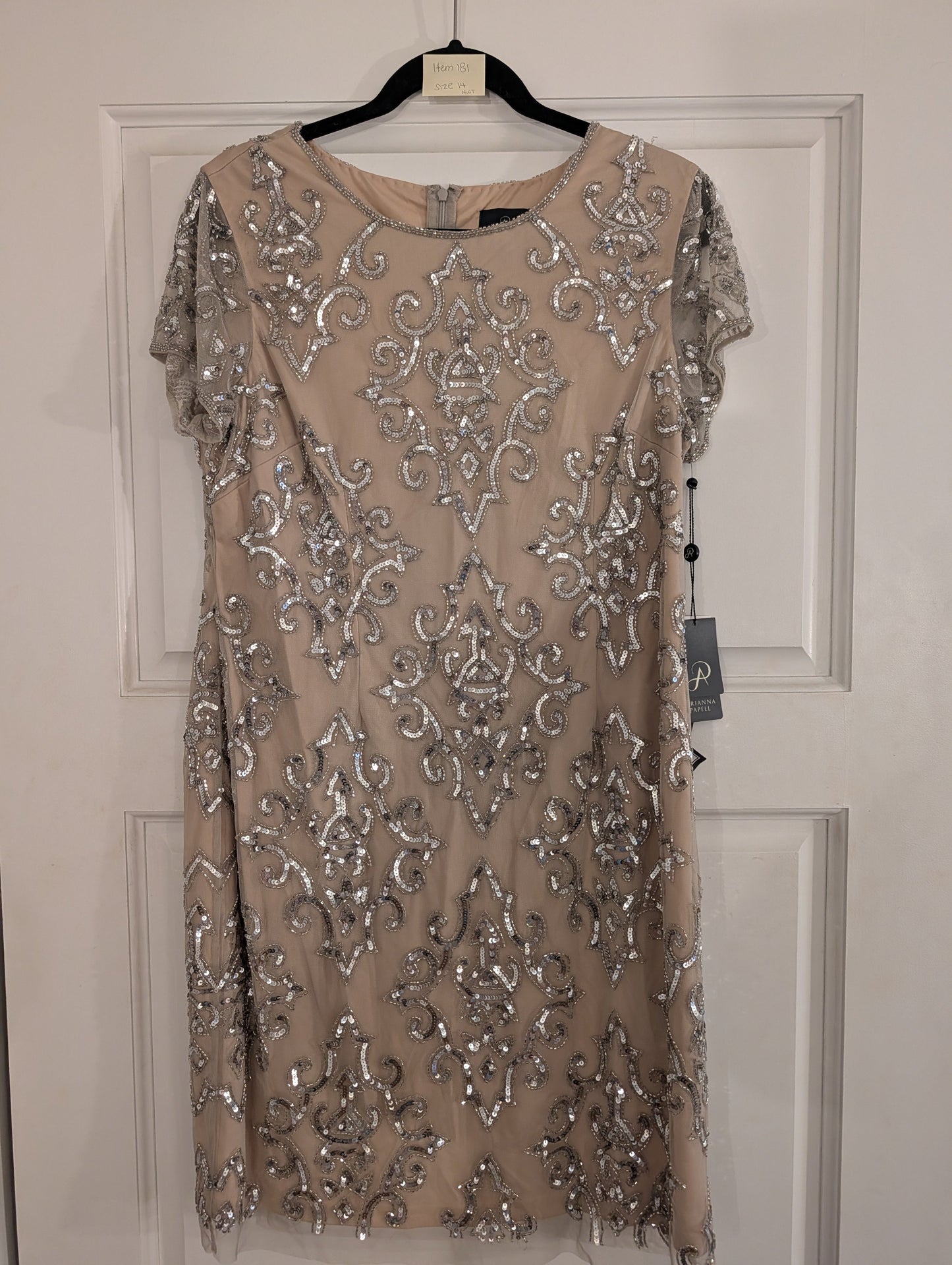 Seller 97, Adrianna Papell Beaded Cocktail Dress, Women's size 14 NWT (item 181)