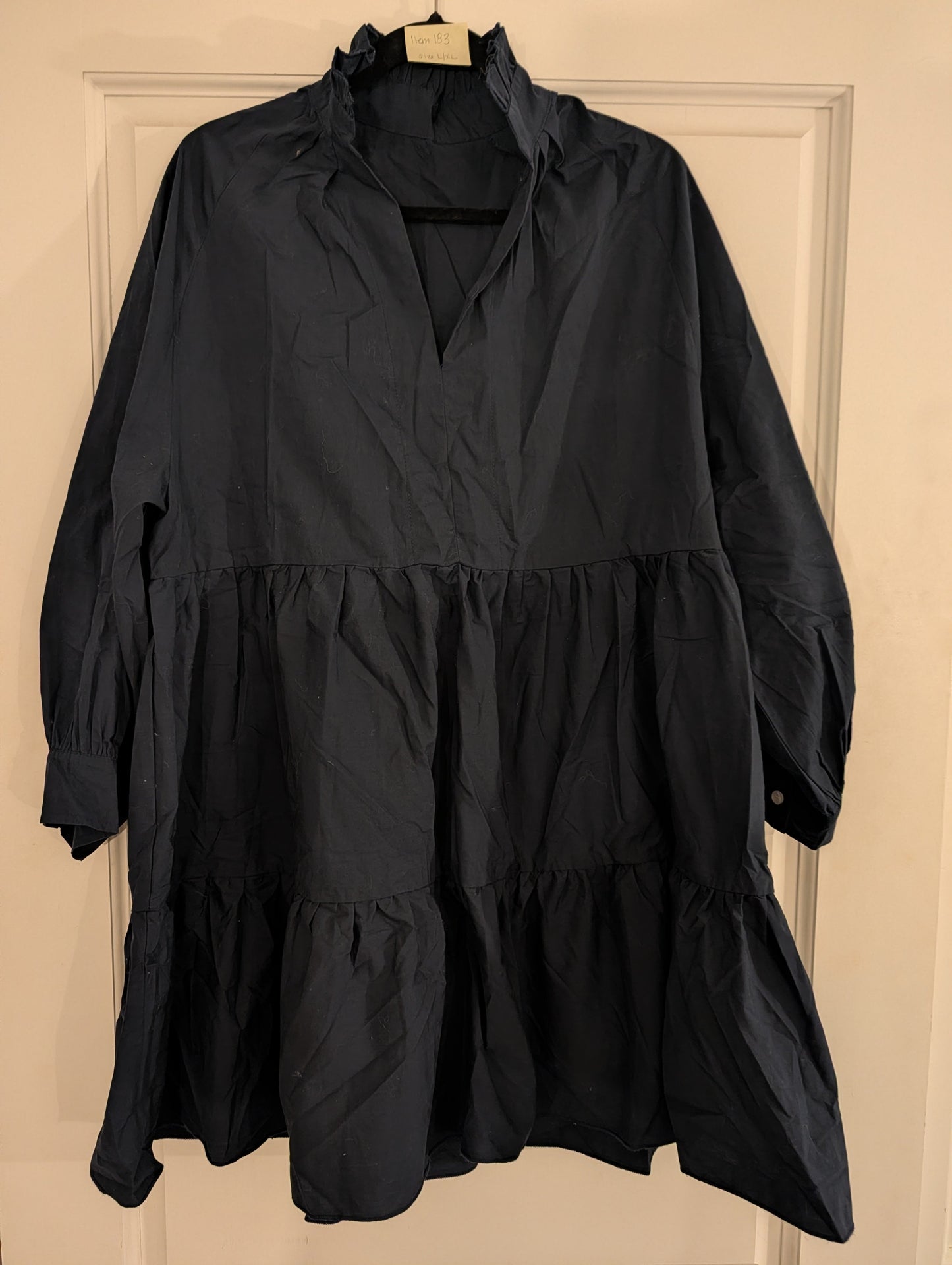 *Reduced* Seller 97, No Brand Navy Mini Dress w/Ruffle collar. Women's size L/XL (item 183)