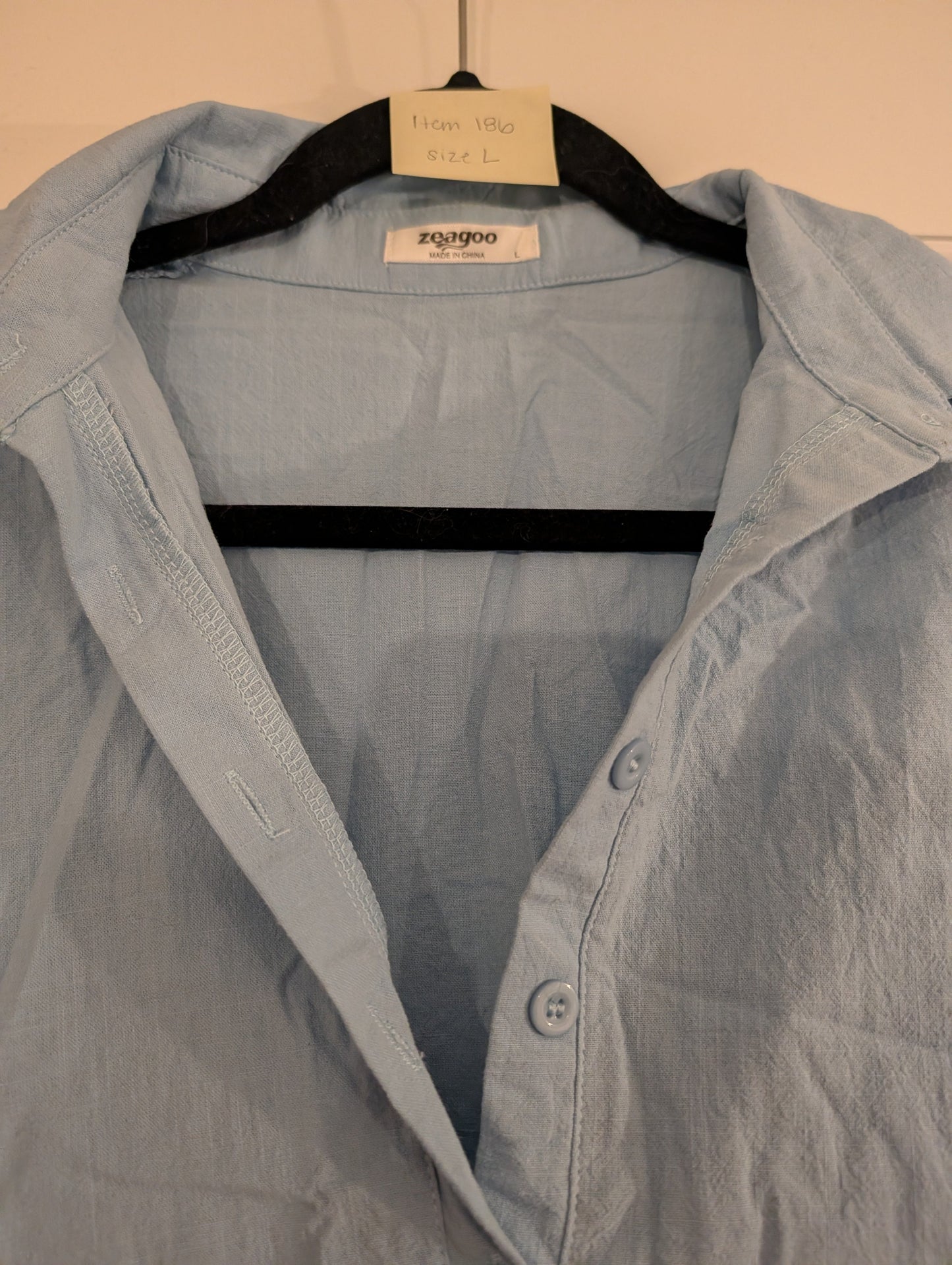 *Reduced* Seller 97, Zeagoo Blue Shirt Dress Women's size L (item 186)