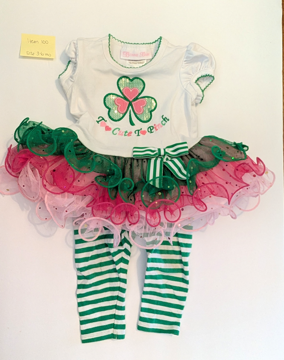 Seller 97, Bonnie Baby "Too Cute to Pinch" tutu shirt w/Pants Set, baby girl, size 3-6mo (item 100)