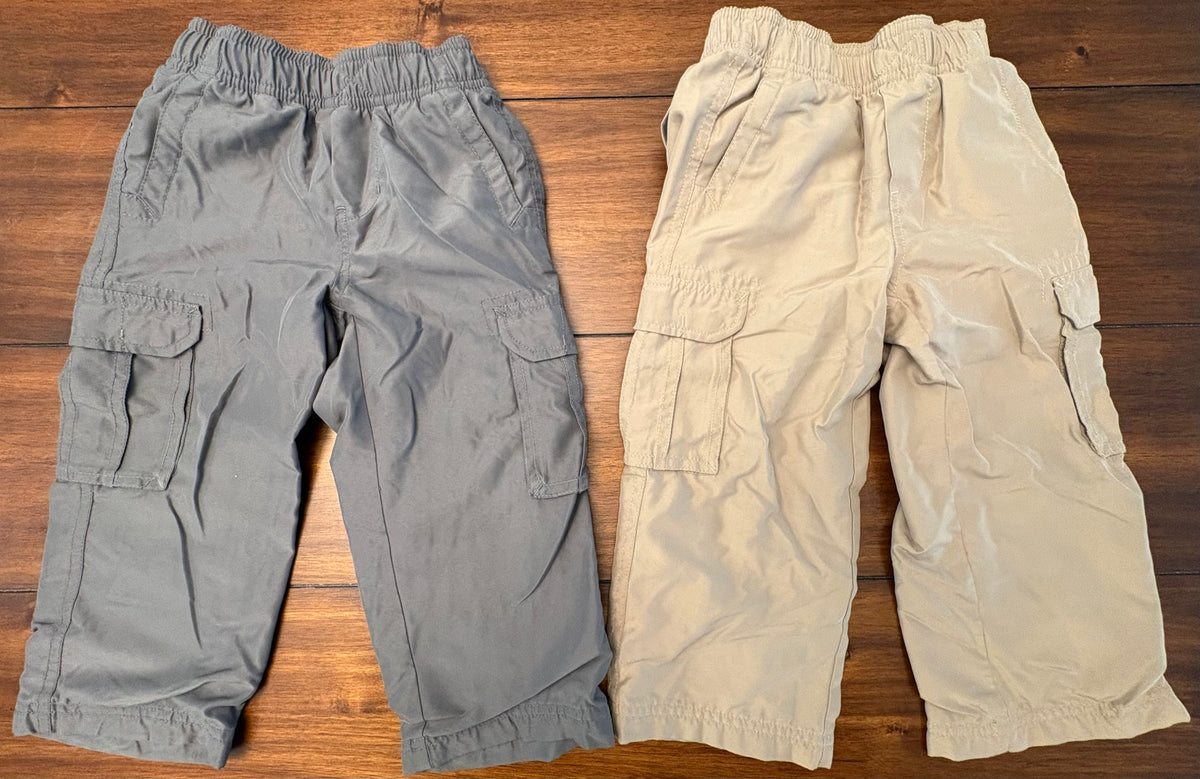 #197 Pure Stuff Boys Size 2 Gray & Khaki Lined Cargo Pants Bundle