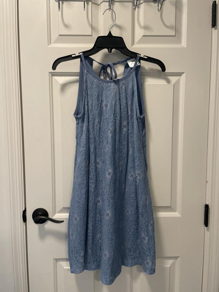 BOVE Light Blue Floral Lace Nursing/Maternity Dress Women's Size Small