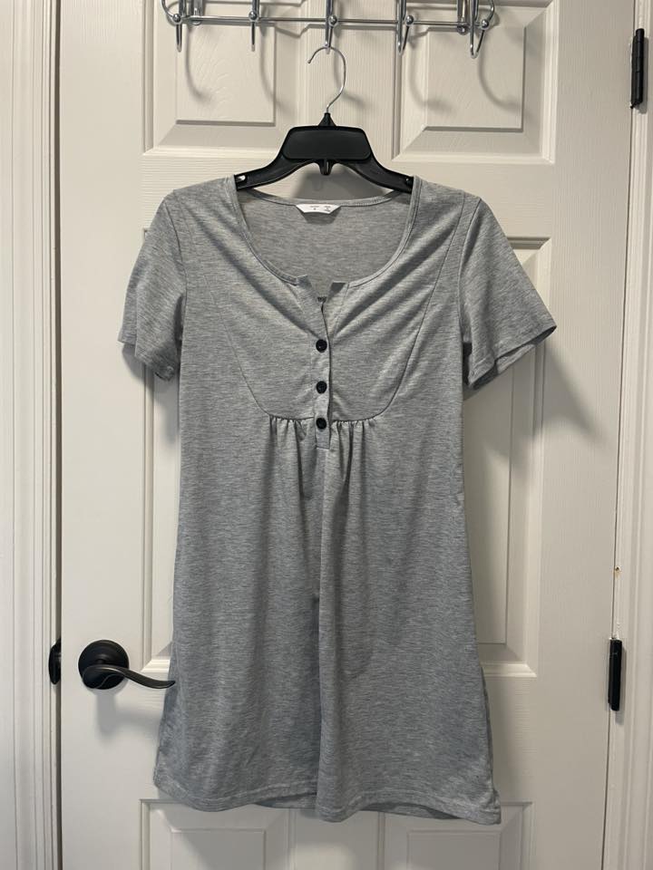 #215 Gray Short Sleeved Nursing/Maternity Dress Women's Size XS/S