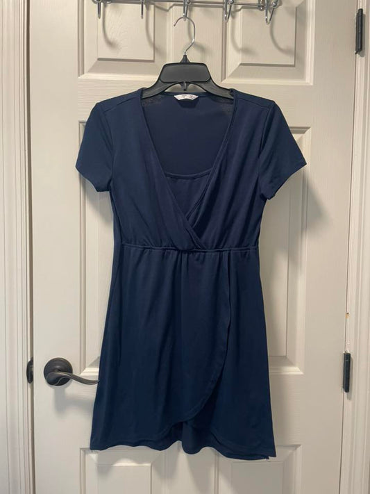 #215 Dark Blue Short Sleeved Nursing/Maternity Dress Women's Size XS/S