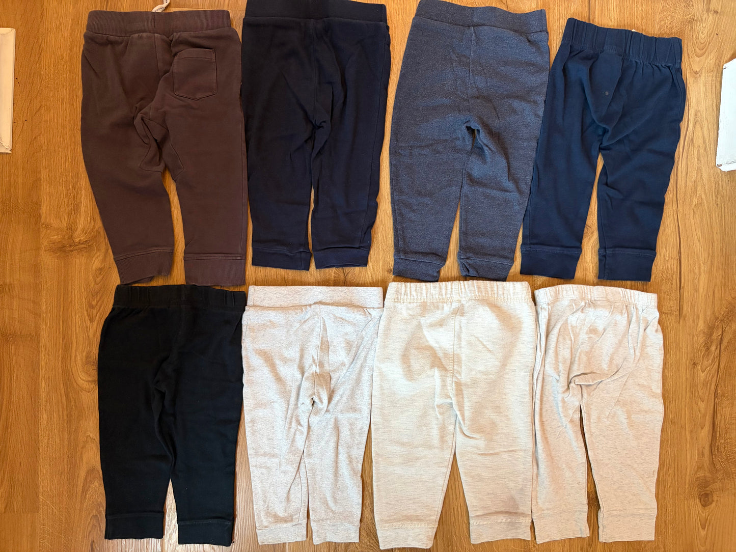 #6 - Assorted Brands Boys Pants, Grey, Navy, Black  (pack of 8)- 18 months