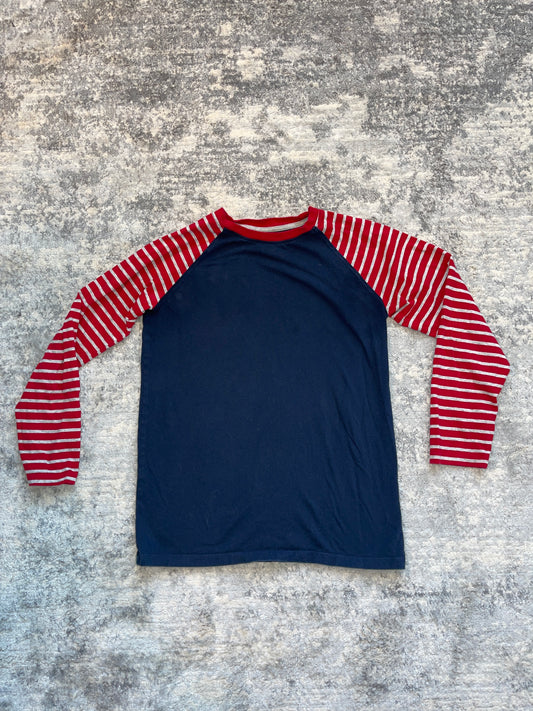 Lands End Boys Raglan Navy, Red, and Gray Long-Sleeve TShirt Size 14-16- PPU Montgomery