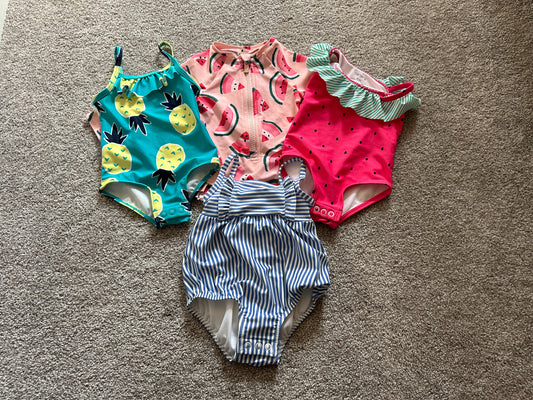 mixed brand | swimsuit bundle (4) | girl | multi-color | 6-12 months
