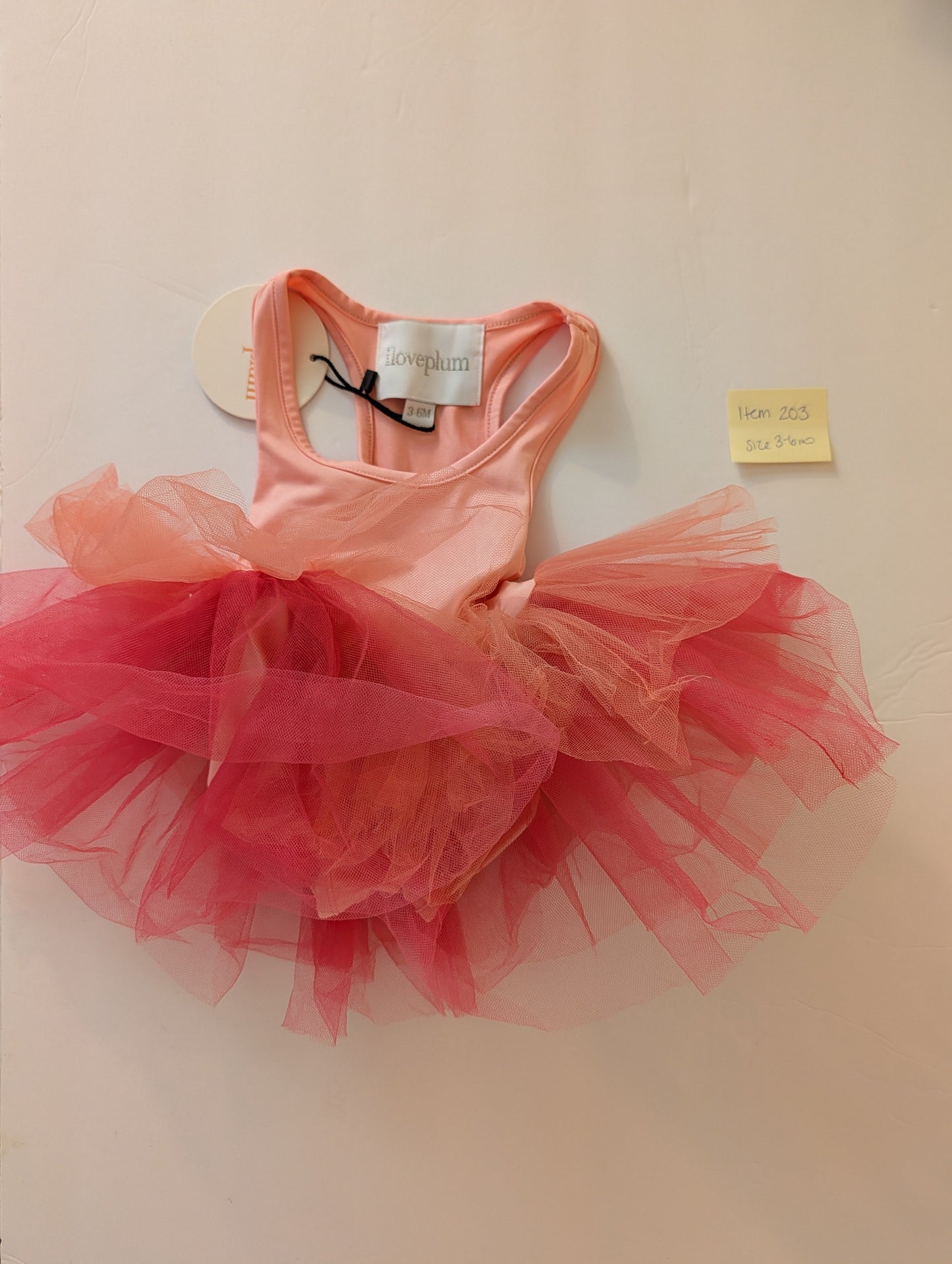 Seller 97, I Love Plum Pink Tutu, baby girl size 3-6mo (item 203)