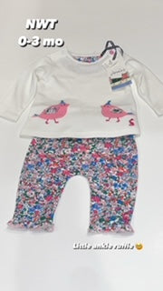 Joules 0-3 mo floral bird outfit