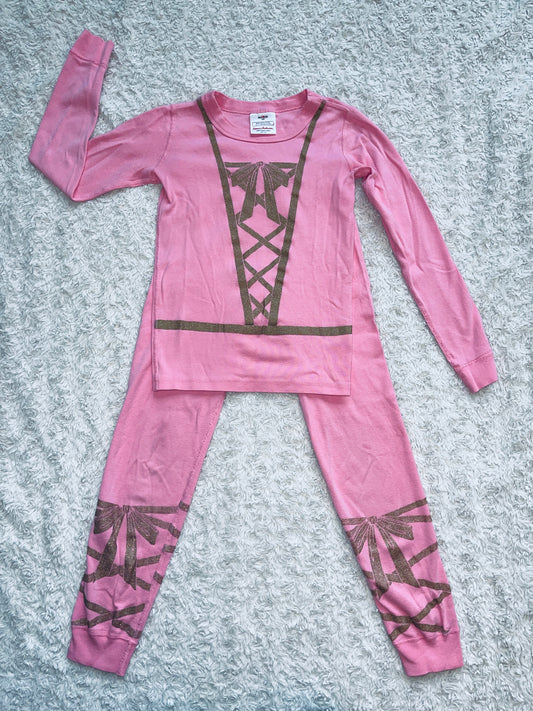 PPU Montgomery VGUC Hanna Anderson Long John PJs Pink Ballerina Size 130 (8)