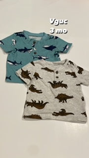 Carter's 3 mo shark and dinosaur henley ts