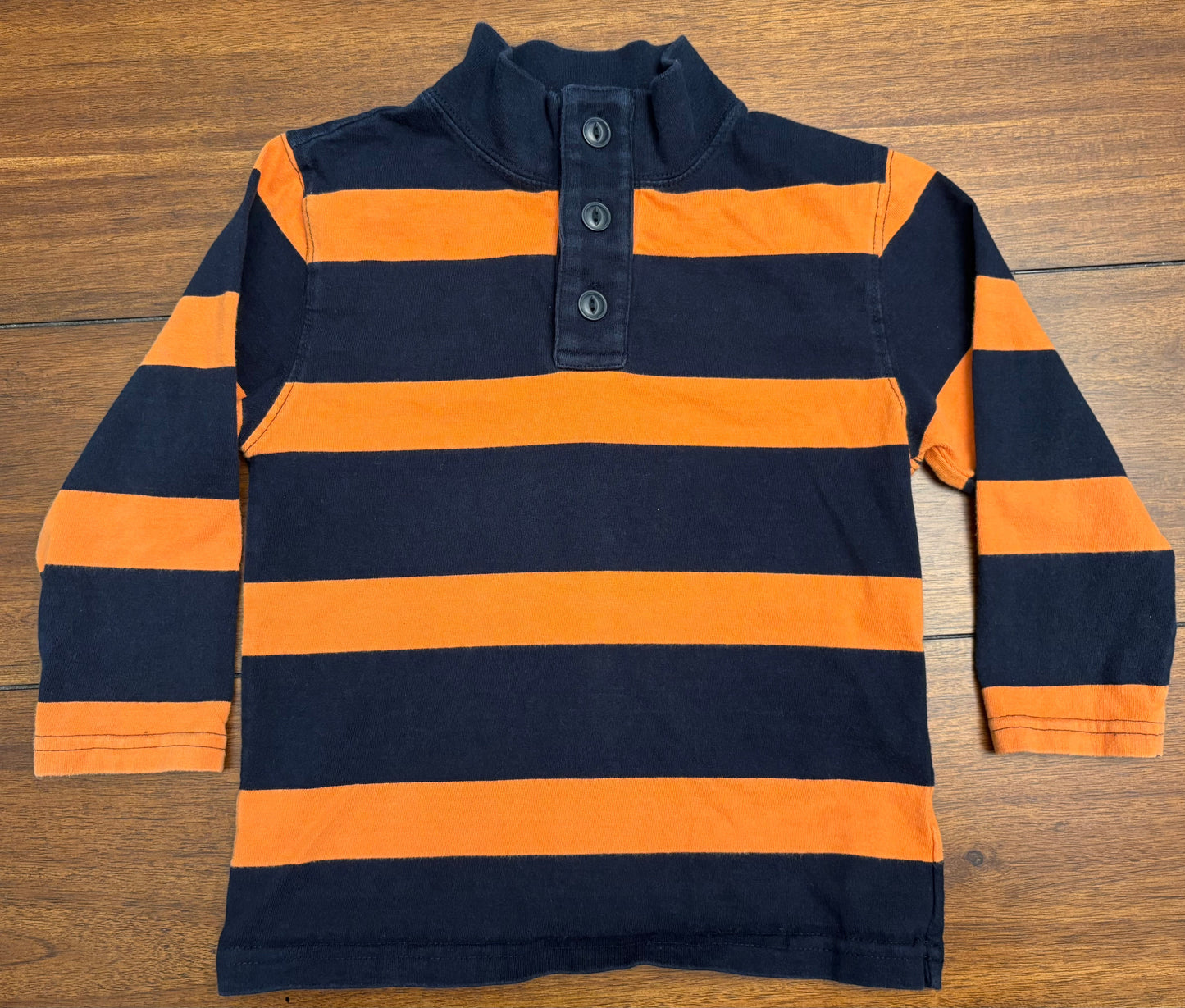 Seller #210 Baby Gap Boys Size 4 Navy & Orange Striped Long Sleeve Rugby Top