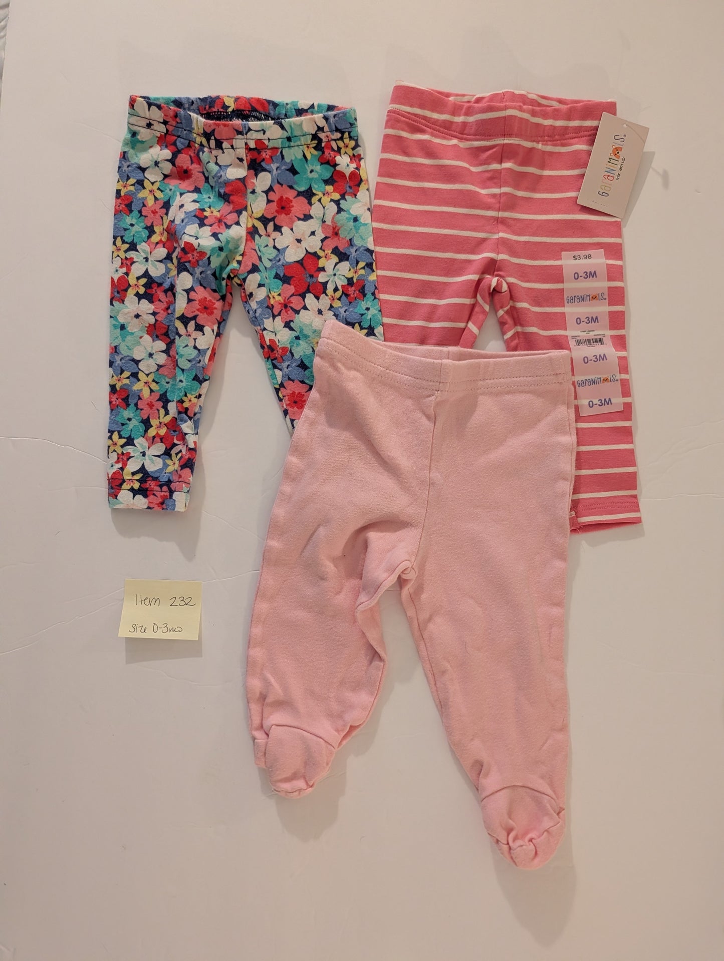 Seller 97, Pant Bundle, baby Girl size 0-3mo NWT (item 232)