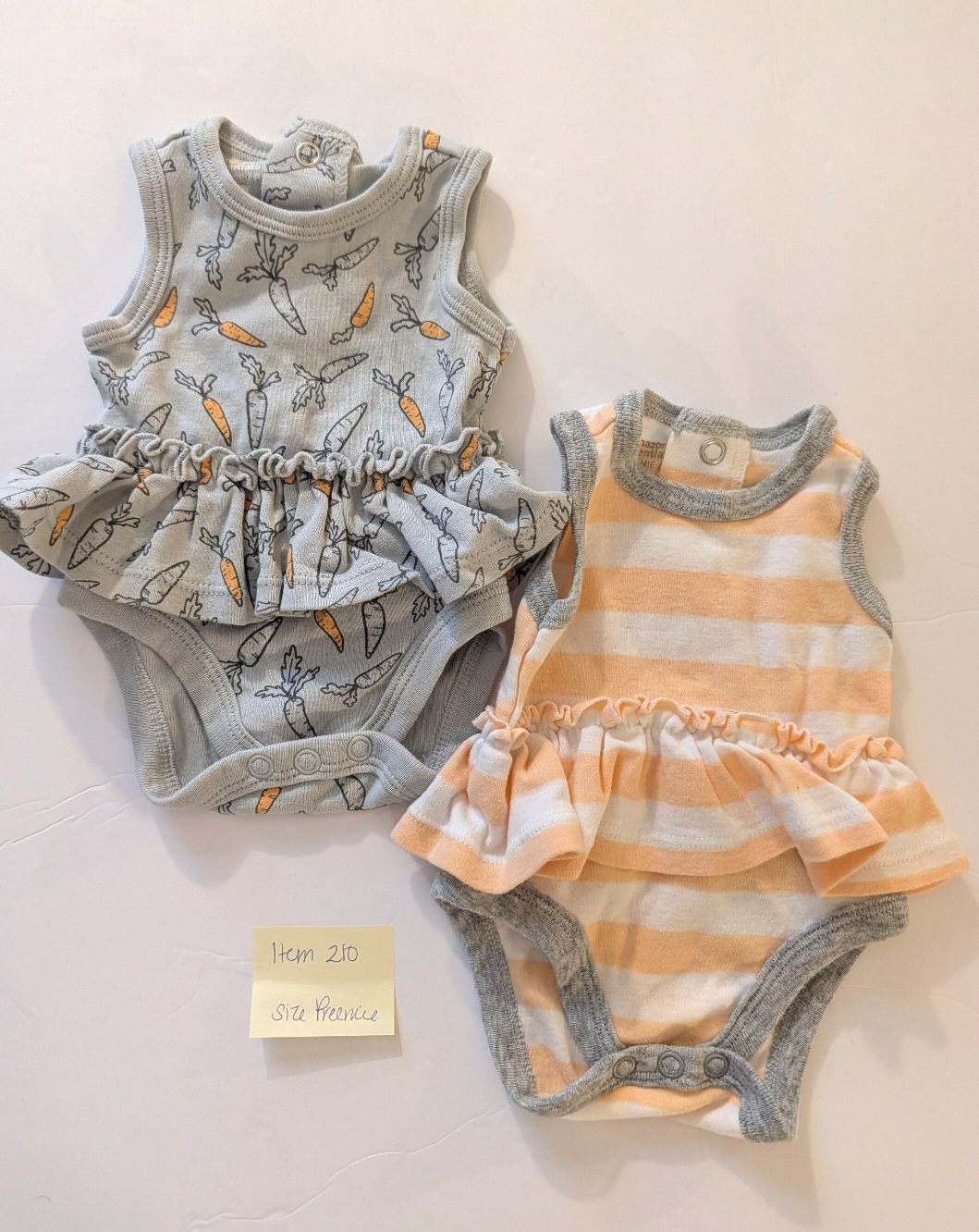 Seller 97, Carter's Sleeveless Skirted Onesies, baby girl size Preemie (item 210)