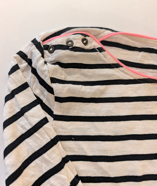 Seller 97, Valerie Bertinelli Navy & White Striped Shirt w/Neon Pipping, women's size XL (item 216)