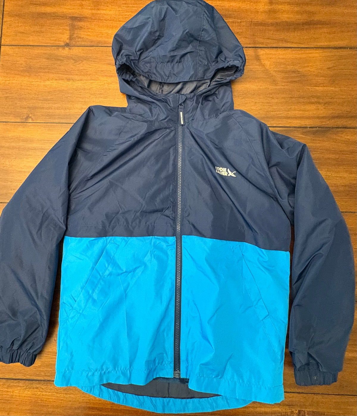 #197 Eddie Bauer Boys Size 10-12 Navy & Blue 3-in-1 Hooded Jacket
