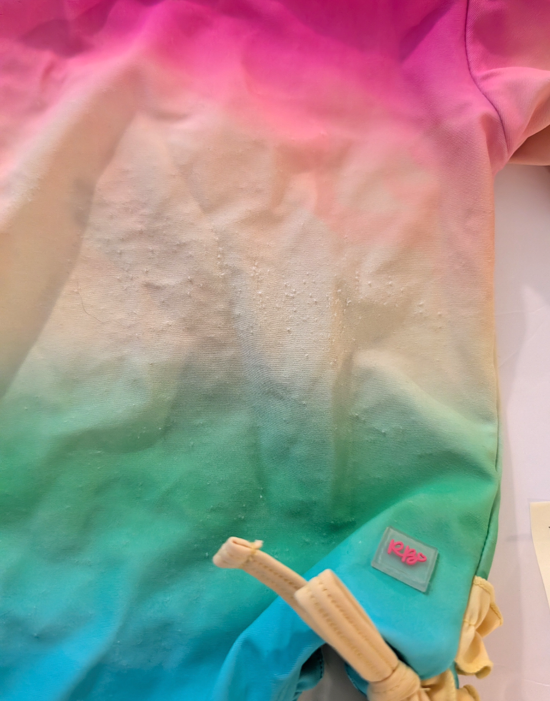 Seller 97, Ruffle Butts Neon Ombre Swimsuit w/Sun Hat, baby, size 3-6mo (item 220)